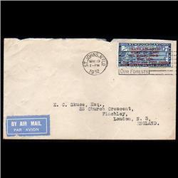 NEWFOUNDLAND #C12i RARE COVER WITH SLANTING SURCHARGE
