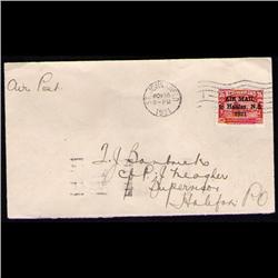 NEWFOUNDLAND #C3f RARE COVER 1.5 mm BETWEEN *AIR* &MAIL