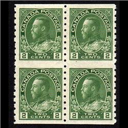 #128a XF-NH IMPERF COIL BLOCK OF 4 DRY PRINT