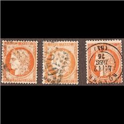 France USED #59 variety (Yvert #38-38a-38b) ORANGE SHADE VARIETY  CAT29€