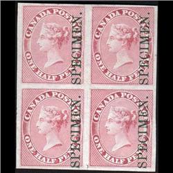 CANADA #8Pi MINT XF-SELECT IMPERF BLOCK 4 WITH SPECIMEN