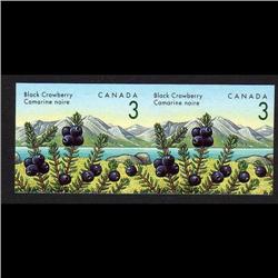 CANADA #1351iv XF-NH IMPERF SCARCE PAIR BLACK CROWNBERR