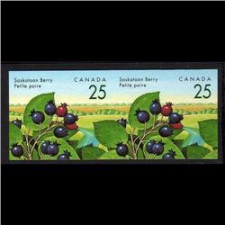 CANADA #1355iv XF-NH IMPERF SCARCE PAIR SASKATOON BERRY