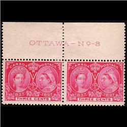 #53 MINT LH UPPER PLATE PAIR OTTAWA No8