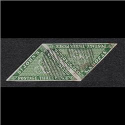 NEWFOUNDLAND #3 XF-USED IMPERF PAIR & CERT.