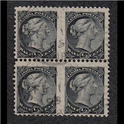 #34b USED BLOCK OF 4 WITH TWO IMPERF HORIZ. PAIR