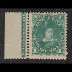 NEWFOUNDLAND #44a XF-NH WITH INSCRIPTION MARGIN 
