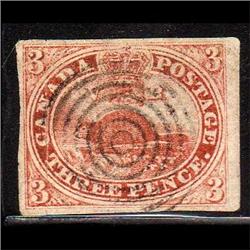 Canada #1 XF- LAID LINES IMPERF BEAVER C$1600,00