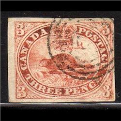 Canada #4 VF-USED BIG MARGIN IMPERF BEAVER