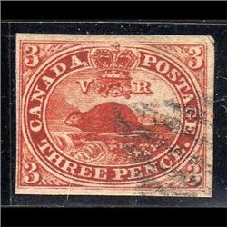 Canada #4a VF-USED BIG MARGIN IMPERF BEAVER