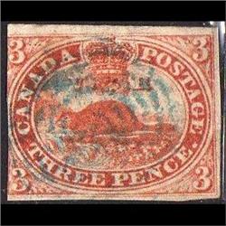 #4iv F-VF GREEN CANCEL IMPERF BEAVER C$300,00