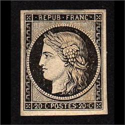 FRANCE #3 XF MINT LH JUMBO MARGIN