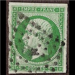 France #13b VF USED NO FAULTS YVERT#12b DARK GREEN SHADE BIG MARGIN