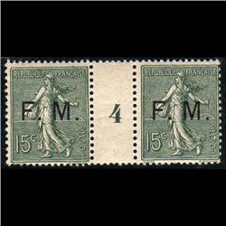 France #M3 or YVERT#3 XF-STAMPS ARE NH **MILLESIMES #4 GUTTER PAIR**, CAT-400EUROS