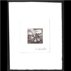 LAOS #94 PROOF SIGNED BY ARTIST BROWN COLOR