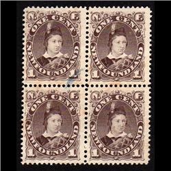 NEWFOUNDLAND #43 VF USED BLOCK OF 4 CAT