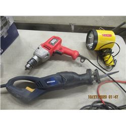 Mastercraft Recip Saw, B & D 1/2" Drill, 7000,000 Candle Spotlight