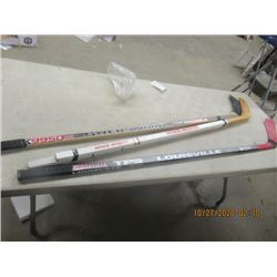 4 Hockey Sticks, 1) Signed By Mark Messier, (No Certificate) 1) Howie Meeker Stick