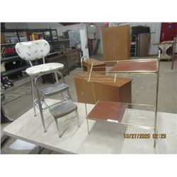 Vintage Chrome Legged High Chair & Retro Magazine Stand