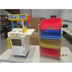 Fisher Price Toy Kitchen & 3 Tier Kids Organizer