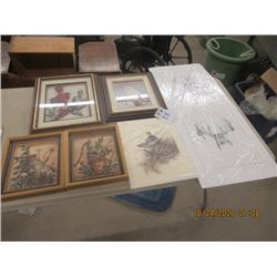 7 Various Pictures, Paintings & Prints- Owl- Terry McLean, Deer- JP Carson, Grouse Heather North