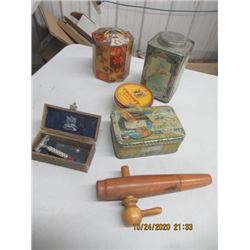 JB Page Tobacco Can, Troost Tobacco Can, Tins, Razor & Spiggot