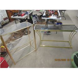 Brass & Glass Sofa Table 26"H 49"W 12" D & Shelf- 36"H 28"W 12" D