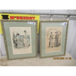 2 Vintage Framed Fashion Prints