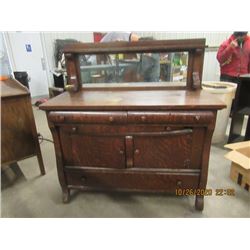Oak Buffet w Top Mirror 38"H 52" W 21" D Plus Mirror 18"H