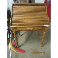 Modern Oak Roll Top Desk 45"H 32"W 23"D