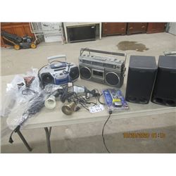 2 Sony Speakers, 2 Ghetto Blaster 1) with CD Lamps, & New Remote