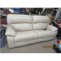 Ivory Leather Power Reclining Couch