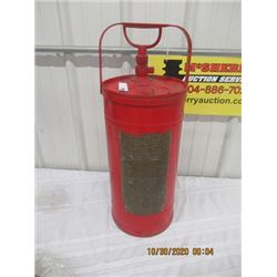 Vintage Pump Style Brass Fire Extinguisher w Large Embossed Brass Tag