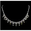 Image 1 : 4.83 ctw Diamond and Yellow Sapphire Necklace - 18KT White Gold