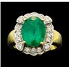 Image 2 : 4.80 ctw Emerald And Diamond Ring - 14KT Yellow Gold With Rhodium Plating
