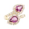 Image 1 : 3.36 ctw Pink Sapphire and Diamond Ring - 14KT Yellow Gold