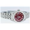 Image 9 : Rolex Ladies Stainless Steel Red Diamond Quickset Datejust Wristwatch 26MM