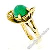 Image 5 : Vintage Handmade 18kt Yellow Gold Oval Jade Solitaire Ring