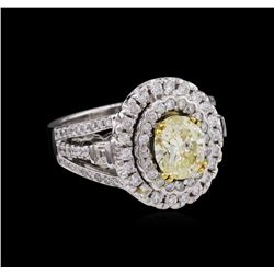 14KT White Gold 1.24 ctw I-1/Light Yellow GIA Cert Diamond Ring