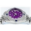 Image 4 : Rolex Ladies Stainless Steel Purple Diamond & Sapphire Datejust Wristwatch 26MM