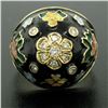 Image 6 : 14K Yellow Gold Diamond Black Blue Green Yellow Enamel Dome Flower Ring