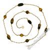 Image 4 : Vintage 10kt Yellow Gold 26.5" Round & Custom Cut Tiger's Eye Bead Chain Necklac