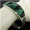 Image 3 : .950 Taxco Silver Designers Malachite & Black Onyx Inlay Bangle Bracelet