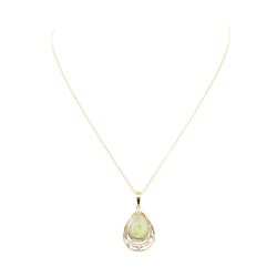 5.59 ctw Opal and Diamond Pendant - 14KT Yellow Gold
