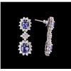 Image 2 : 2.35 ctw Tanzanite and Diamond Earrings - 14KT White Gold