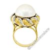 Image 6 : Vintage Handmade 18kt Two Tone Gold Mabe Pearl & 0.25 ctw Diamond Ring