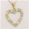 Image 1 : 14K Solid Yellow Gold .70CTW Round & Baguette Diamond Heart Pendant on Box Chain