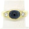 Image 4 : Men's Vintage 18K Yellow Gold 2.90 ctw Cabochon Sapphire & Diamond Band Ring Sz