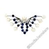 Image 1 : Estate 10kt White Gold 1.00 ctw Sapphire & Pearl Open Butterfly Brooch or Pendan