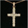 Image 5 : 14k Rose Gold 0.75 ctw Round Brilliant Diamond Petite Cross Pendant w/ 16" Chain